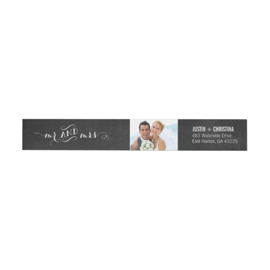 Mr & Mrs Photo Chalkboard Adres Label (Individueel)
