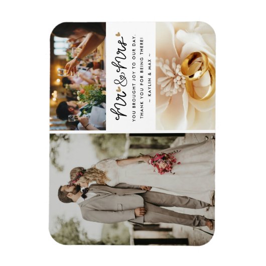 Mr. Mrs. Photo Collage Bruiloft Dank u Magneet (Verticaal)
