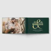 Mr. Mrs. Photo Emerald Green Elegant Wedding Gold Gastenboek (Volledig)