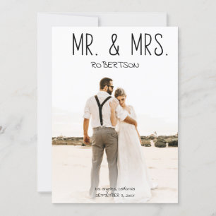 Mr & Mrs Photo Fun Typografie optionele Reception Kaart