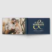Mr. Mrs. Photo Navy Blue Elegant Wedding Gold Gastenboek (Volledig)