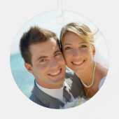 Mr Mrs Photo Red Green Glitter Pas getrouwd Christ Metalen Ornament (Achterkant)