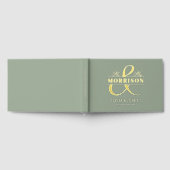 Mr. Mrs. Photo Sage Green Modern Wedding Gold Gastenboek (Volledig)
