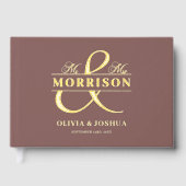 Mr. Mrs. Photo Terracotta Elegant Wedding Gold Gastenboek (Voorkant)