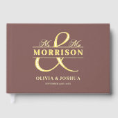 Mr. Mrs. Photo Terracotta Elegant Wedding Gold Gastenboek (Voorkant)