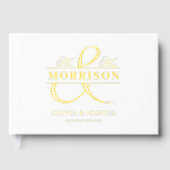 Mr. Mrs. Photo White Elegant Modern Wedding Gold Gastenboek (Voorkant)
