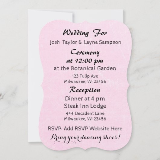 Mr & Mrs Pink Bruid en bruidegom bruiloft uitnodig Kaart (Achterkant)