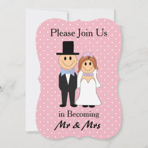 Mr & Mrs Pink Bruid en bruidegom bruiloft uitnodig Kaart