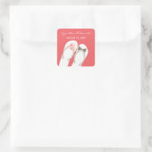 Mr & Mrs Pink Flowers Teenslippers Strand Bruiloft Vierkante Sticker (Tas)