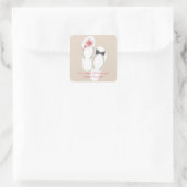 Mr & Mrs Pink Hibiscus Teenslippers Strand Bruilof Vierkante Sticker (Tas)