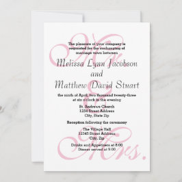 Mr. & Mrs Pink - Wedding & Reception Invitation Kaart