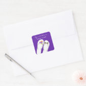 Mr & Mrs Purple Flowers Teenslippers Strand Bruilo Vierkante Sticker (Envelop)