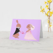 Mr & Mrs Rabbit Wedding Wenskaart Kaart (Gele Bloem)