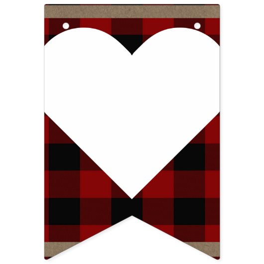 Mr. & Mrs. Red Black Buffalo Plaid Bruiloft Vlaggetjes (Tweede vlag)