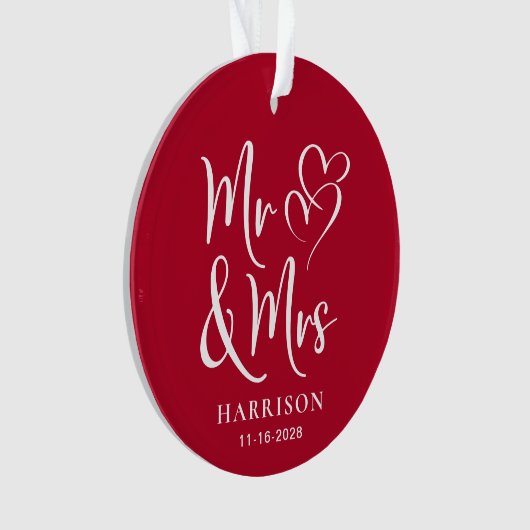Mr Mrs Red Wedding Foto Ornament (voorkant)