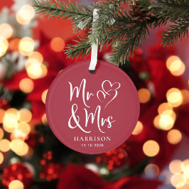 Mr Mrs Red Wedding Foto Ornament
