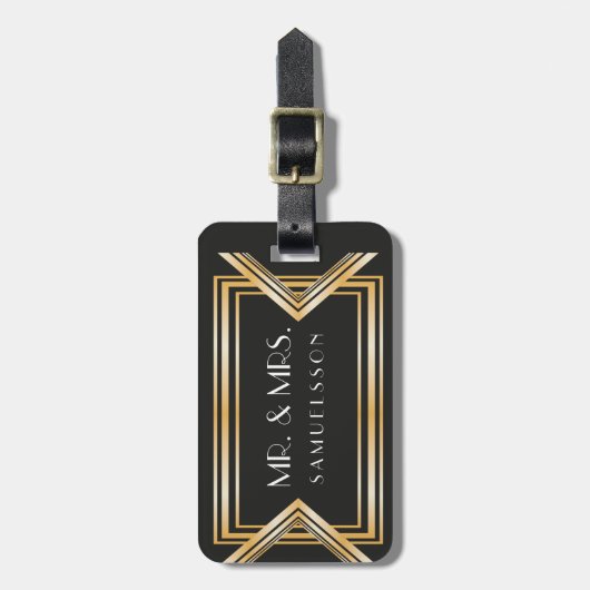 Mr & Mrs reizen Bagagelabel |Gatsby geïnspireerd (Voorkant verticaal)