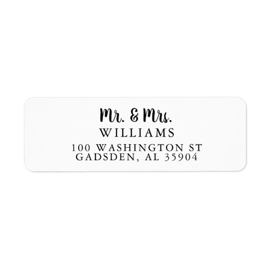 Mr & Mrs retour adreslabel Etiket (Voorkant)