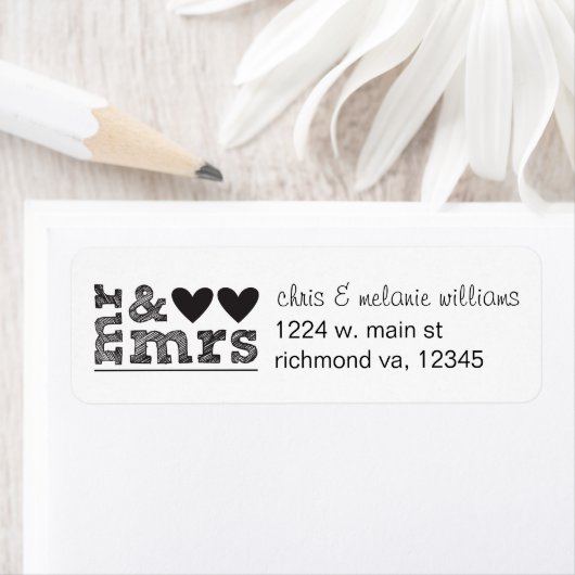Mr & Mrs Retouradreslabels Etiket (Insitu)