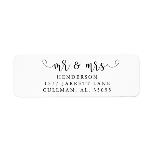 Mr & Mrs Return Address Label (Voorkant)