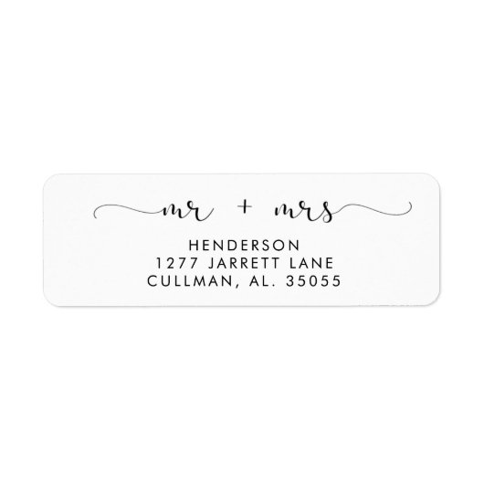 Mr & Mrs Return Address Label (Voorkant)
