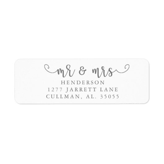 Mr & Mrs Return Address Label (Voorkant)