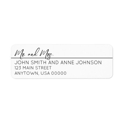 Mr & Mrs Return Address Label - Diff Last Names (Voorkant)