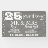 Mr. Mrs. Right Fun 25e Jubileum Silver Hearts Spandoek (Horizontaal)