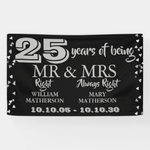 Mr. Mrs. Right Fun 25e Jubileum Silver Hearts Spandoek
