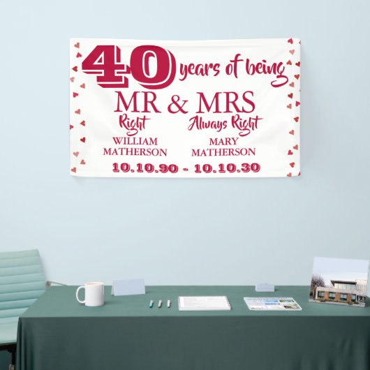 Mr. Mrs. Right Fun 40e Jubileum Ruby Hearts Spandoek (Beurs)