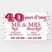 Mr. Mrs. Right Fun 40e Jubileum Ruby Hearts Spandoek (Horizontaal)