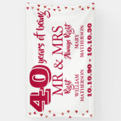 Mr. Mrs. Right Fun 40e Jubileum Ruby Hearts Spandoek (Verticaal)