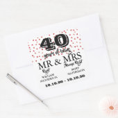 Mr. Mrs. Right Fun 40e Jubileum Ruby Hearts Vierkante Sticker (Envelop)