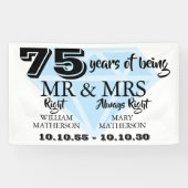 Mr. Mrs. Right Fun Diamond 75e bruiloft Jubileum Spandoek (Horizontaal)