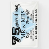 Mr. Mrs. Right Fun Diamond 75e bruiloft Jubileum Spandoek (Verticaal)