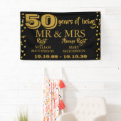 Mr. Mrs. Right Fun Golden 50e bruiloft Jubileum Spandoek (Insitu)