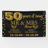 Mr. Mrs. Right Fun Golden 50e bruiloft Jubileum Spandoek (Horizontaal)