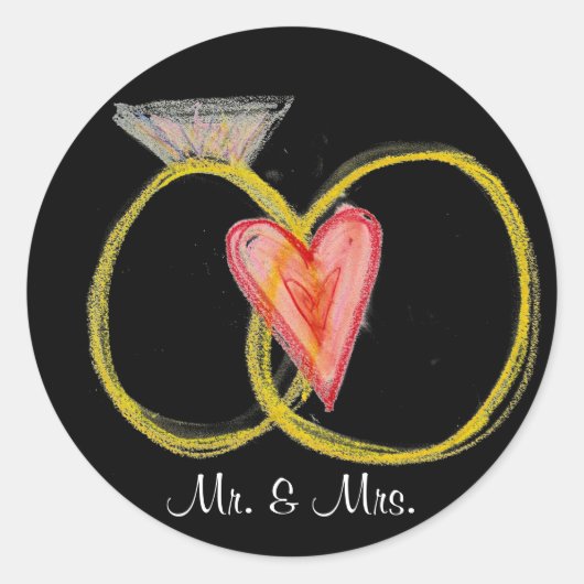 Mr & Mrs Rings trouwstickers Ronde Sticker (Voorkant)