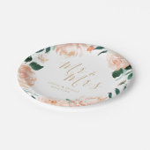 Mr & Mrs Romantic garden peach floral bruiloft Papieren Bordje (Gekanteld)