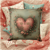 Mr & Mrs Romantic Heart Botanical Greenery Garden 