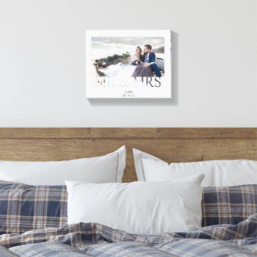 Mr & Mrs romantic love koppels bruiloft Canvas Afdruk (Insitu (Slaapkamer))