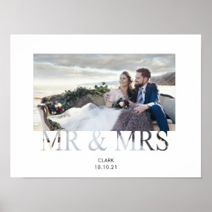 Mr & Mrs romantische liefdeskoppel foto bruiloft Poster