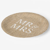 Mr & Mrs Rustic Burlap Wedding Simple Papieren Bordje (Gekanteld)