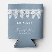 Mr & Mrs Rustic Dusty Blue White Koe Skull Wedding Blikjeskoeler (Voorkant)