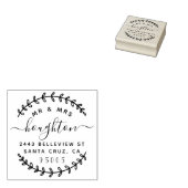 Mr & Mrs Rustic Krans & Script Retouradres Rubberstempel (Gestempeld)
