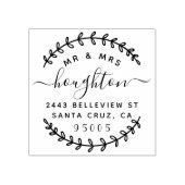 Mr & Mrs Rustic Krans & Script Retouradres Rubberstempel (Afrduk)