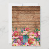 Mr Mrs Rustic Pink Floral Wood Mason Jar Wedding Kaart (Achterkant)