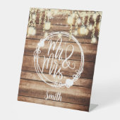 Mr & Mrs Rustic Wedding Custom Sign Reclamebord Met Voetstuk (Voorkant)