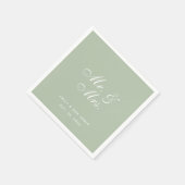 Mr. & Mrs Sage Wedding White Elegant Script Green Servet (Hoek)