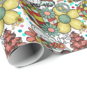 Mr&Mrs Santa Claus Groovy Kerst Verpakkingsdocumen Cadeaupapier (Rol Hoek)